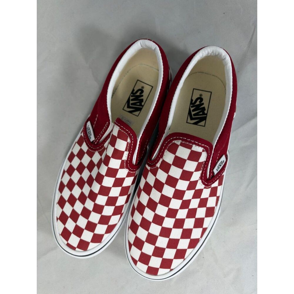 Vans Classic Slip-On Red White Checkerboard Kids 2.5